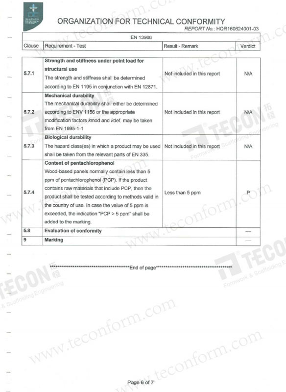 Form Hardwood 21mm Test Report 6